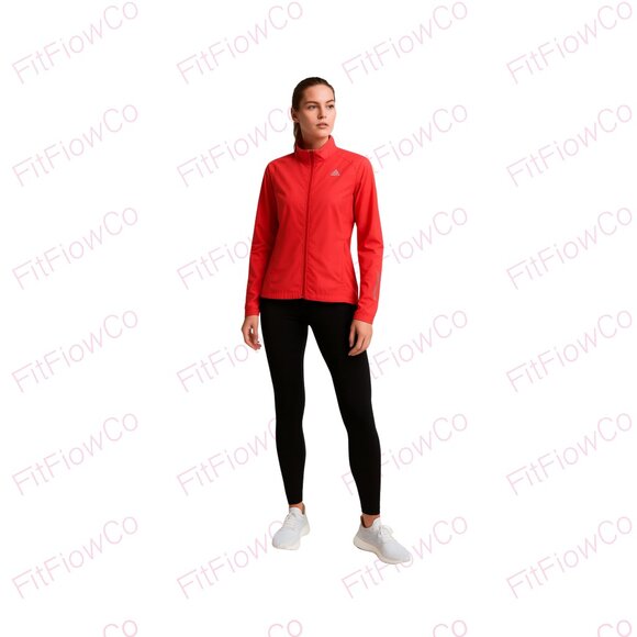 ✨ Adidas Climalite Lightweight Running Jacket  Women’s Size L Coral Red Preowned - Picture 1 of 5
